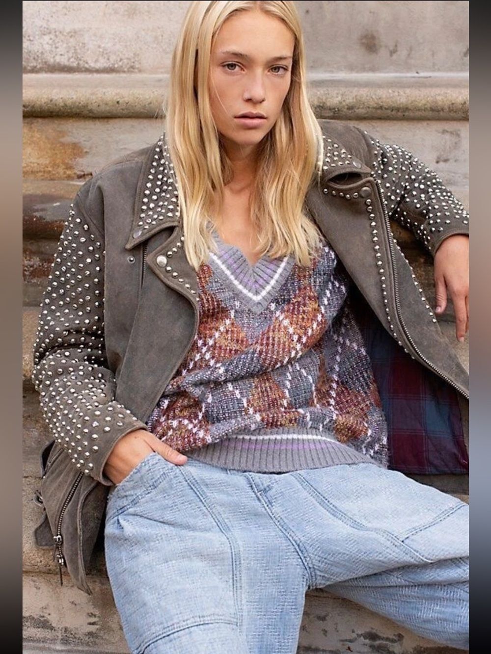 New Free People Valentina Studded Moto Jacket Size S